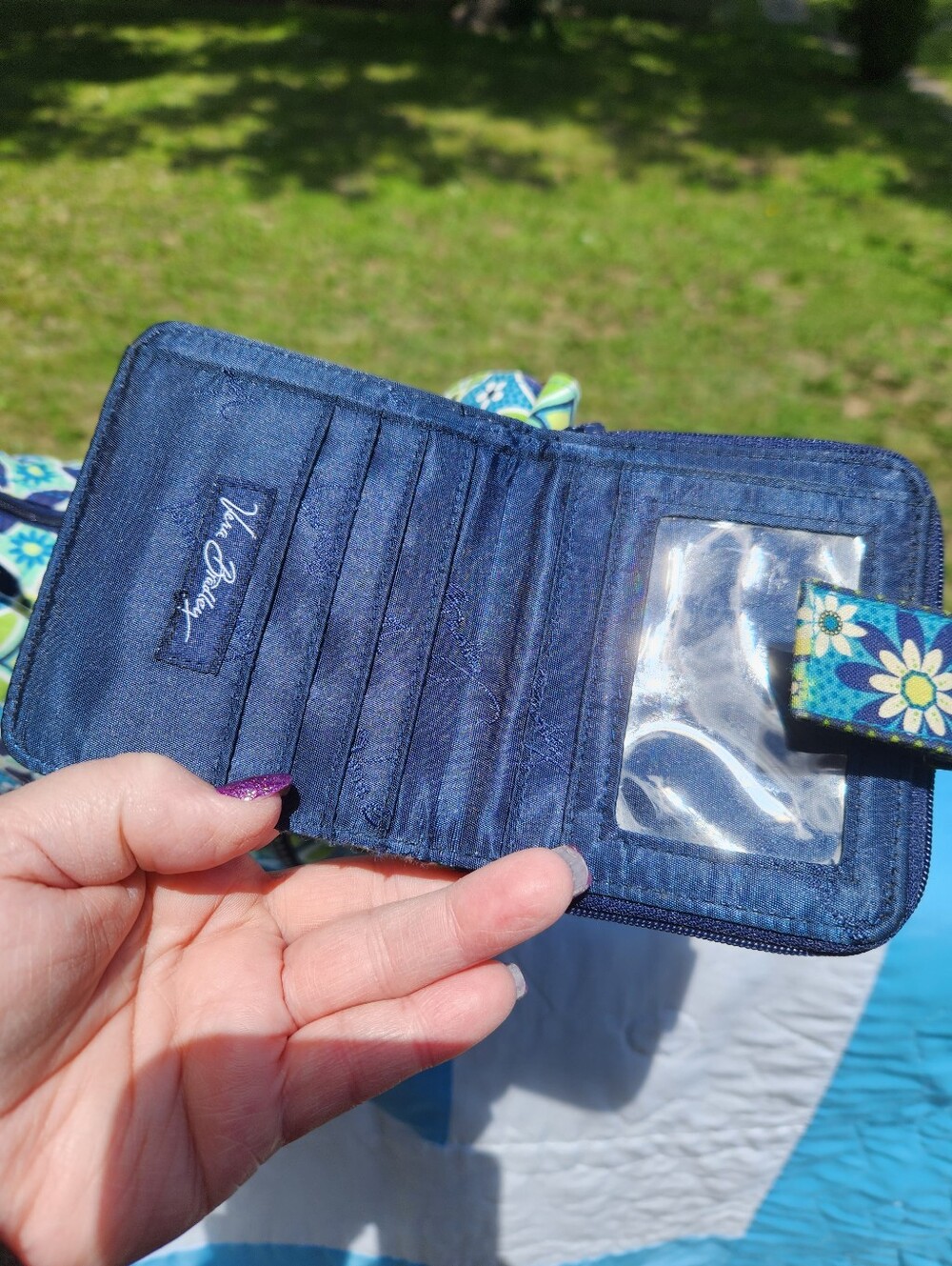 Vera Bradley Blue Green Floral Quilted Shoulder Bag - Picture 6 of 13